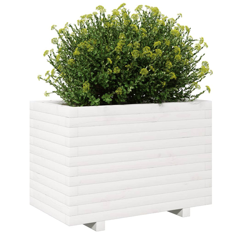 vidaXL fehér tömör fenyőfa virágláda 70 x 40 x 49,5 cm