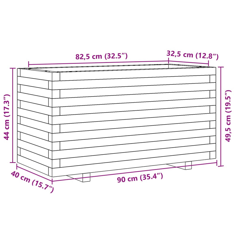 vidaXL impregnált fenyőfa kerti virágtartó 90 x 40 x 49,5 cm