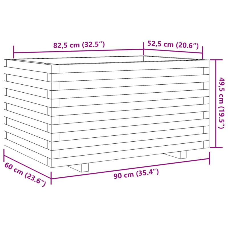 vidaXL impregnált fenyőfa kerti virágláda 90 x 60 x 49,5 cm