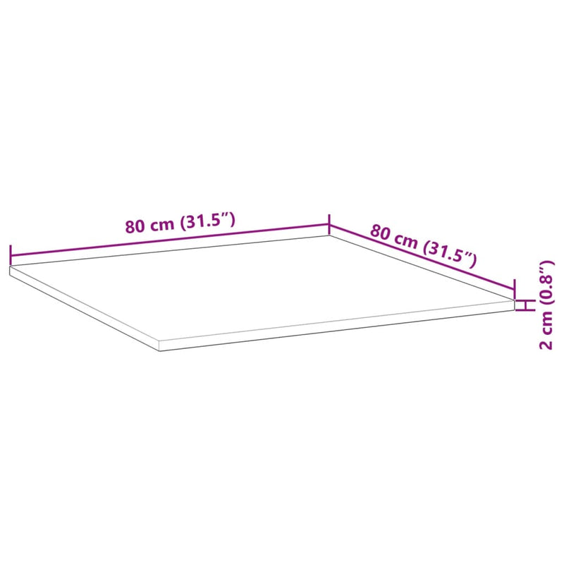 vidaXL négyzet alakú tömör akácfa asztallap 80 x 80 x 2 cm