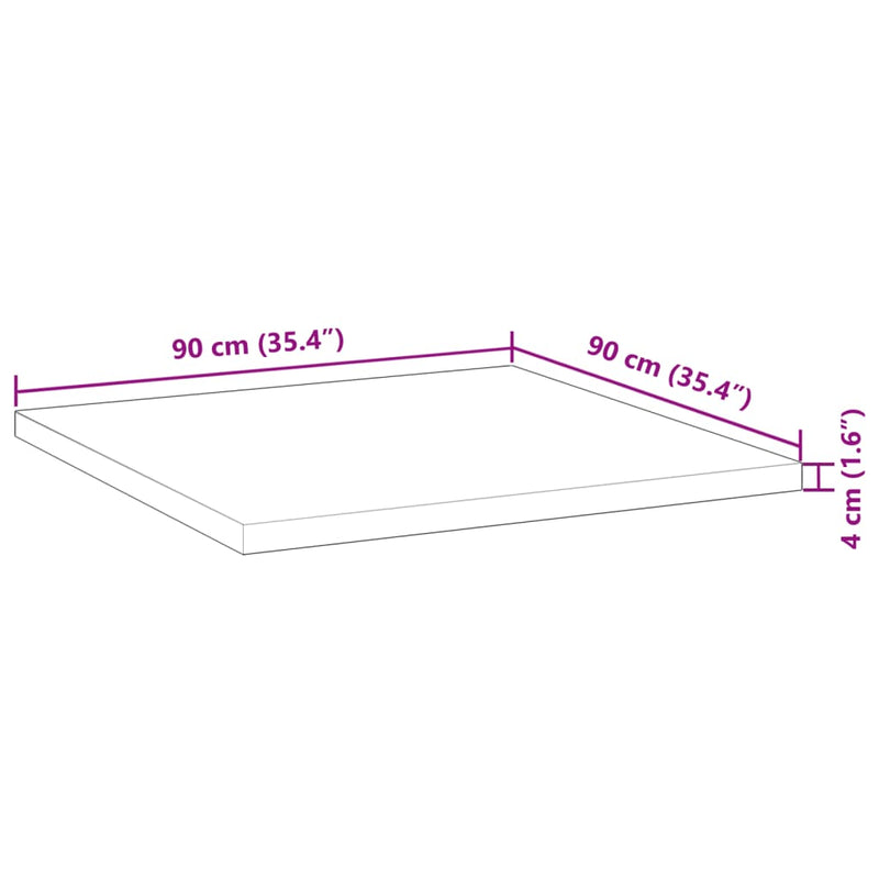 vidaXL négyzet alakú tömör akácfa asztallap 90 x 90 x 4 cm