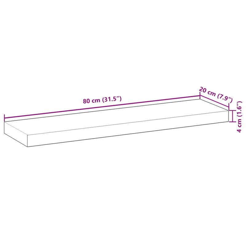 vidaXL tömör akácfa téglalap alakú asztallap 80 x 20 x 4 cm