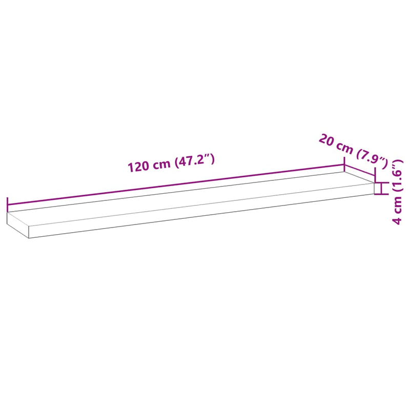 vidaXL tömör akácfa téglalap alakú asztallap 120 x 20 x 4 cm