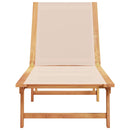 vidaXL krémszínű tömör akácfa és textilén napozóágy