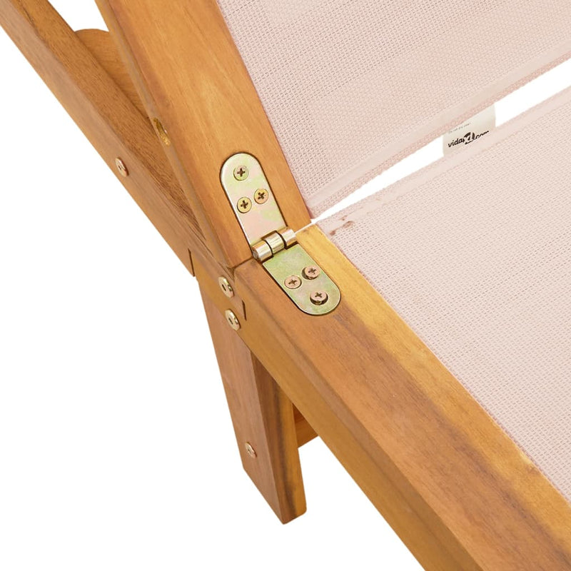 vidaXL krémszínű tömör akácfa és textilén napozóágy