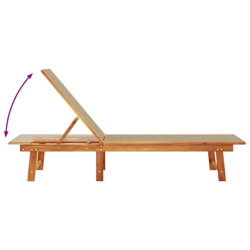 vidaXL tópszínű tömör akácfa és textilén napozóágy