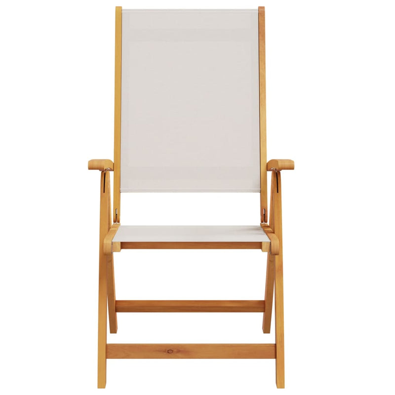 vidaXL 2 db tömör akácfa és textilén összecsukható kerti szék