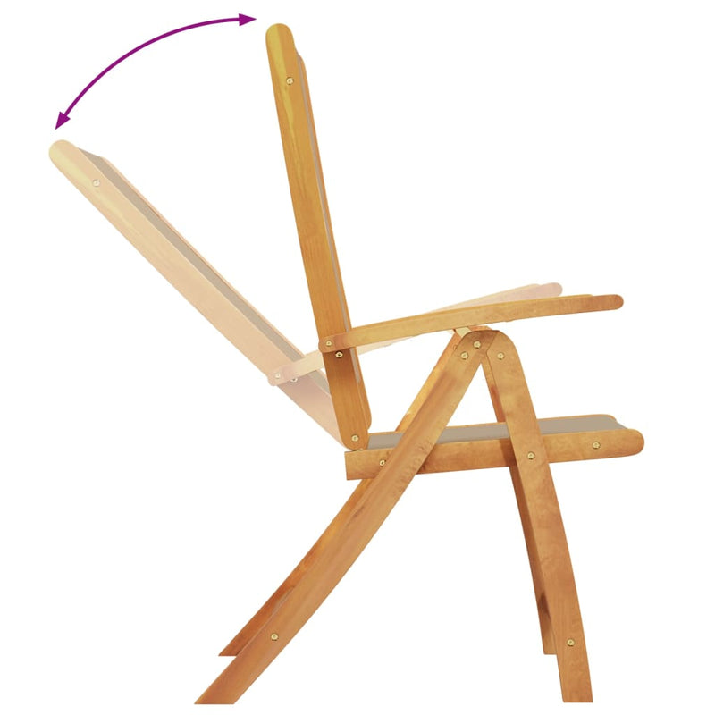 vidaXL 2 db tömör akácfa és textilén összecsukható kerti szék