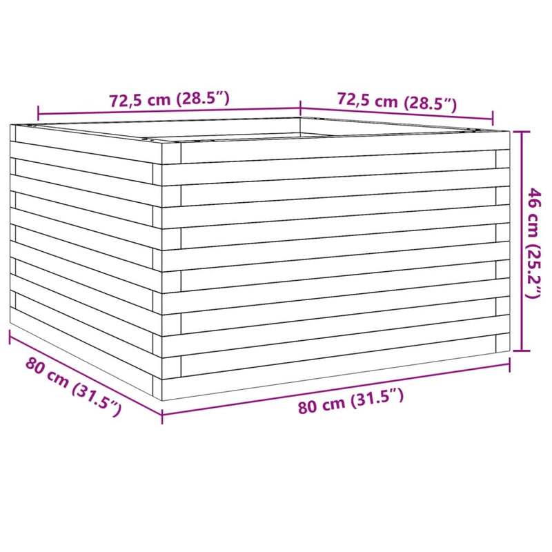 vidaXL impregnált fenyőfa kerti virágláda 80x80x46cm