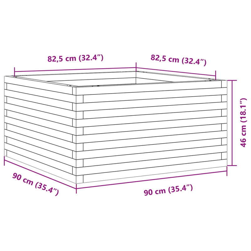 vidaXL impregnált fenyőfa kerti virágláda 90x90x46 cm