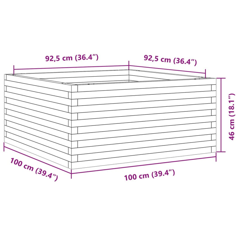 vidaXL viaszbarna tömör fenyőfa kerti virágláda 100 x 100 x 46 cm