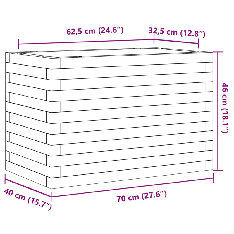 vidaXL impregnált fenyőfa kerti virágtartó 70x40x46 cm