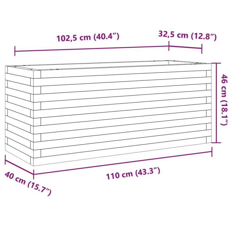 vidaXL viaszbarna tömör fenyőfa kerti virágláda 110 x 40 x 46 cm