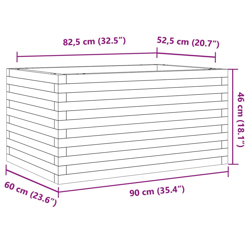 vidaXL impregnált fenyőfa kerti virágláda 90x60x46 cm