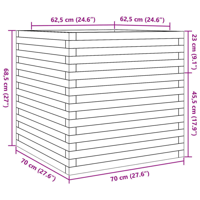 vidaXL tömör duglászfenyő kerti növénytartó 70 x 70 x 68,5 cm