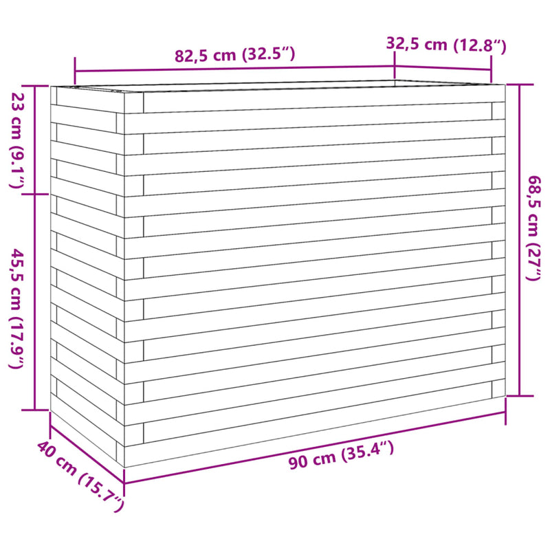 vidaXL impregnált fenyőfa kerti virágtartó 90 x 40 x 68,5 cm