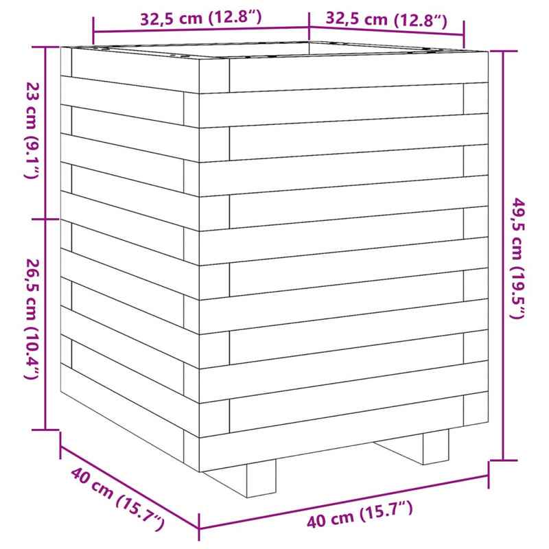 vidaXL impregnált fenyőfa kerti virágláda 40 x 40 x 49,5 cm