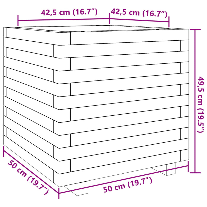 vidaXL impregnált fenyőfa kerti virágláda 50 x 50 x 49,5 cm