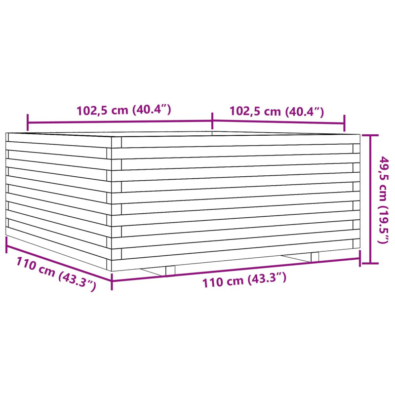 vidaXL viaszbarna tömör fenyőfa kerti virágtartó 110 x 110 x 49,5 cm