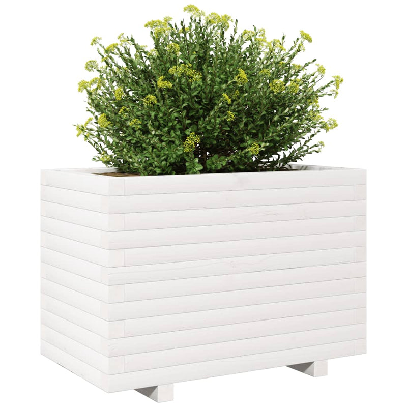 vidaXL fehér tömör fenyőfa virágláda 70 x 40 x 49,5 cm