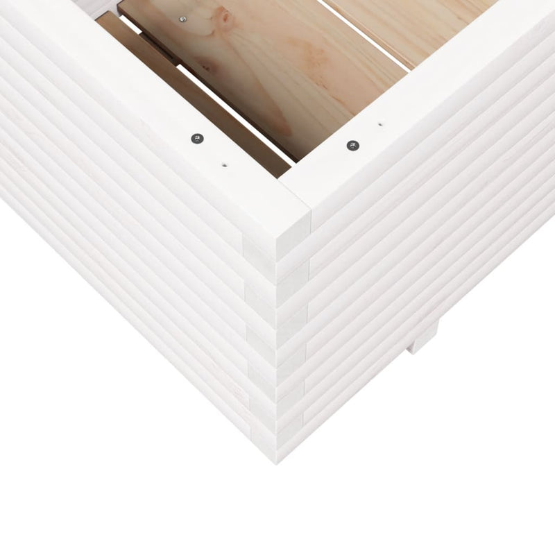 vidaXL fehér tömör fenyőfa kerti virágláda 110 x 60 x 49,5 cm