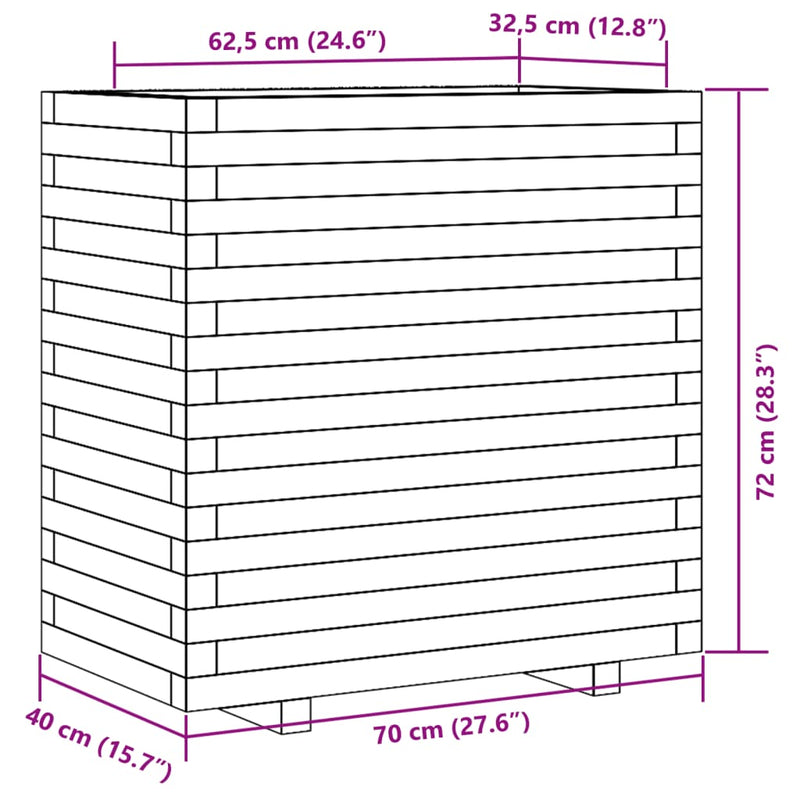 vidaXL viaszbarna tömör fenyőfa kerti virágláda 70x40x72 cm