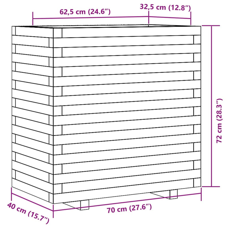 vidaXL impregnált fenyőfa kerti virágláda 70x40x72 cm