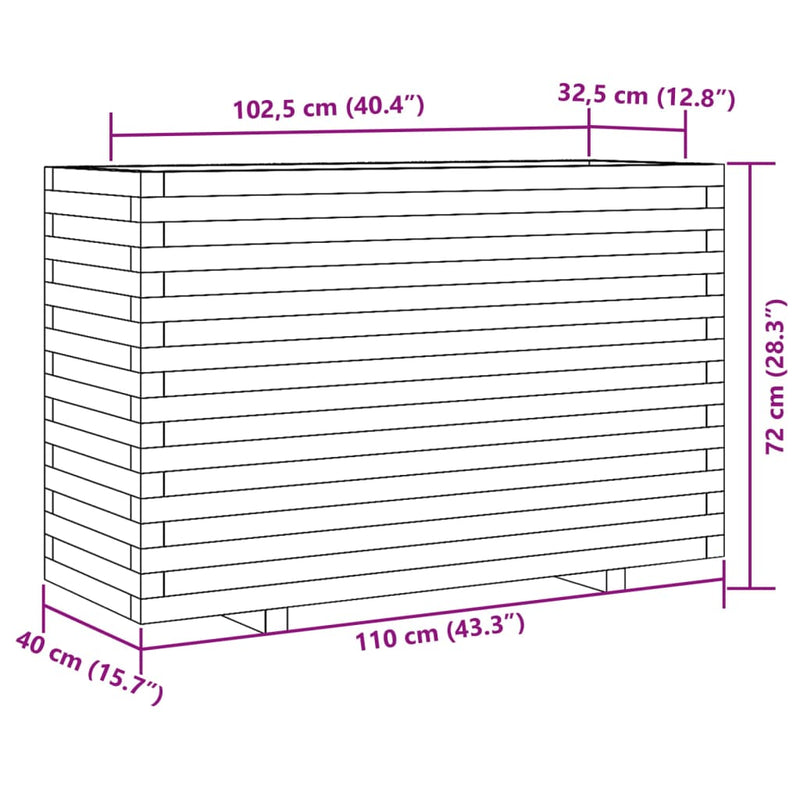 vidaXL impregnált fenyőfa kerti virágláda 110x40x72 cm