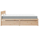 vidaXL tömör fenyőfa ágykeret fiókokkal és matraccal 160 x 200 cm
