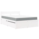 vidaXL fehér tömör fenyőfa ágy fiókokkal és matraccal 120 x 200 cm