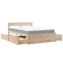 vidaXL tömör fenyőfa ágy fiókokkal és matraccal 120 x 190 cm