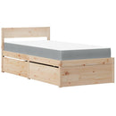 vidaXL tömör fenyőfa ágy fiókokkal és matraccal 90 x 190 cm