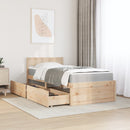 vidaXL tömör fenyőfa ágy fiókokkal és matraccal 90 x 190 cm