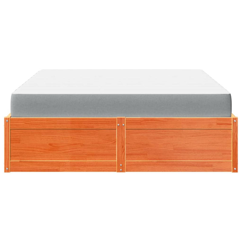 vidaXL viaszbarna tömör fenyőfa ágy matraccal 160 x 200 cm