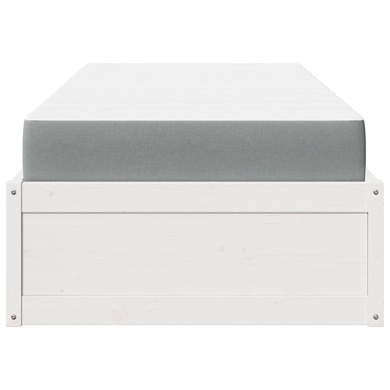 vidaXL fehér tömör fenyőfa ágy matraccal 100 x 200 cm