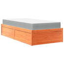vidaXL viaszbarna tömör fenyőfa ágy matraccal 90 x 200 cm