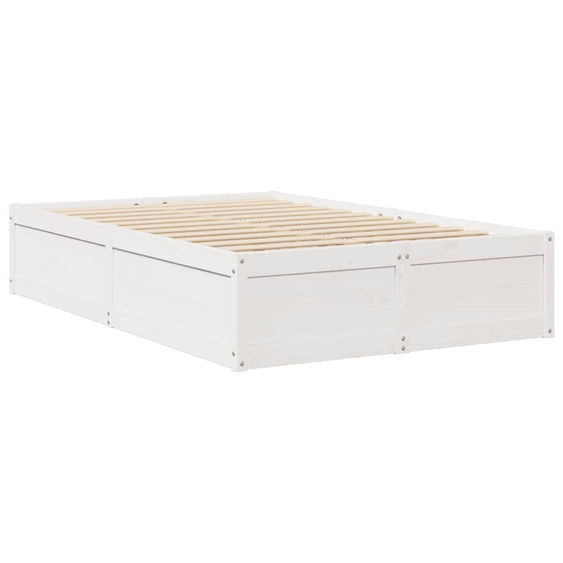 vidaXL fehér tömör fenyőfa ágy matraccal 140 x 190 cm