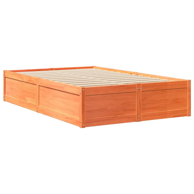 vidaXL viaszbarna tömör fenyőfa ágy matraccal 140 x 190 cm
