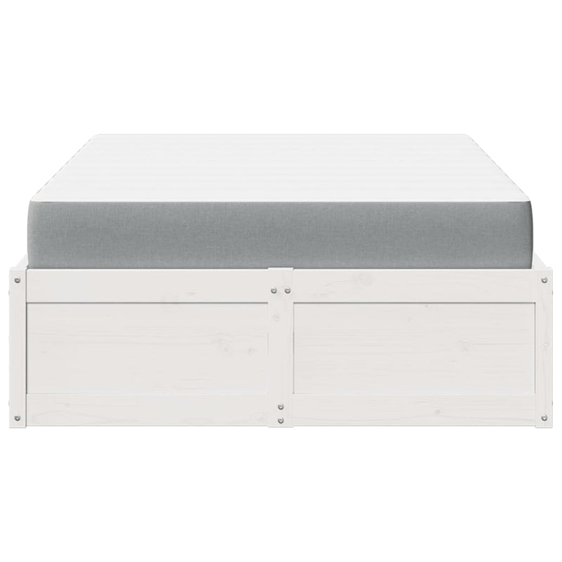 vidaXL fehér tömör fenyőfa ágykeret matraccal 120 x 190 cm