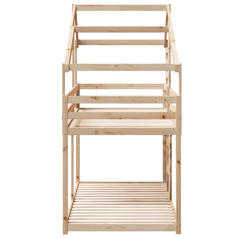vidaXL fehér tömör fenyőfa ágy emelettel és tetővel 75 x 190 cm