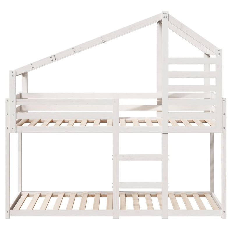 vidaXL fehér tömör fenyőfa ágy emelettel és tetővel 75 x 190 cm