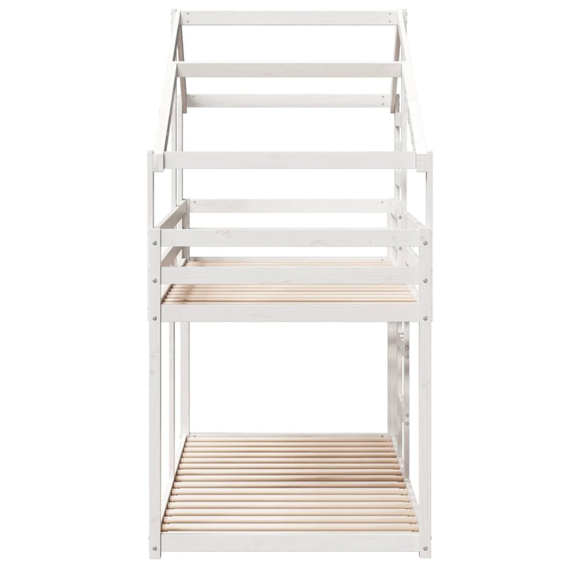 vidaXL fehér tömör fenyőfa ágy emelettel és tetővel 75 x 190 cm