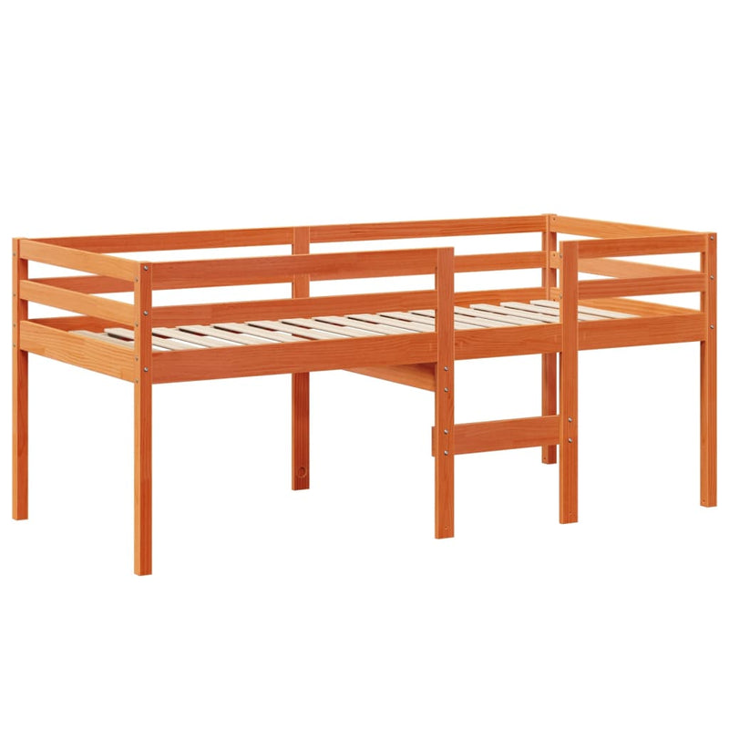 vidaXL viaszbarna tömör fenyőfa magasított ágy tetővel 90 x 200 cm