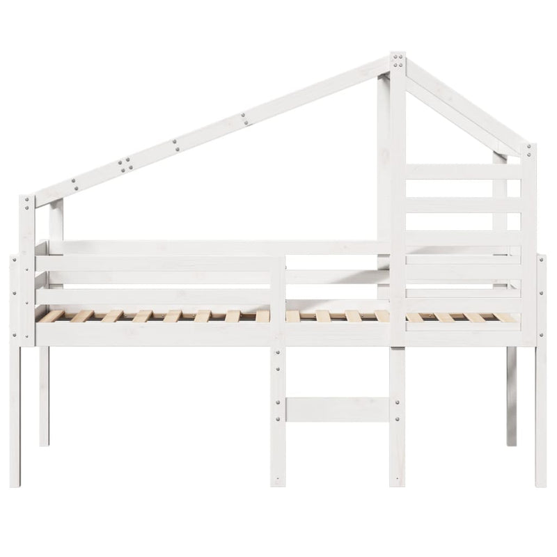 vidaXL fehér tömör fenyőfa magasított ágy tetővel 90 x 190 cm