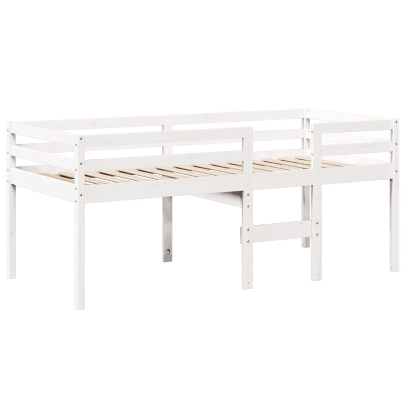 vidaXL fehér tömör fenyőfa magasított ágy tetővel 90 x 190 cm