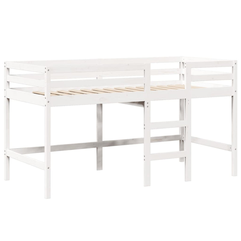 vidaXL fehér tömör fenyőfa galériaágy létrával és tetővel 90 x 190 cm