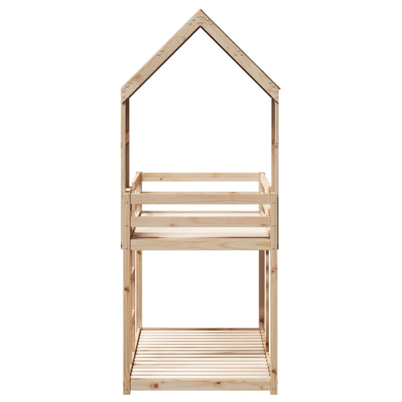 vidaXL tömör fenyőfa ágy emelettel és tetővel 80 x 200 cm