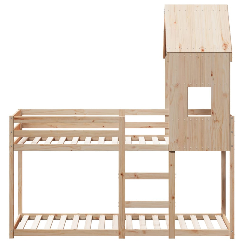vidaXL tömör fenyőfa emeletes ágy matrac nélkül 90 x 200 cm
