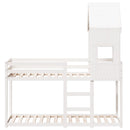 vidaXL fehér tömör fenyőfa ágy emelettel és tetővel 75 x 190 cm