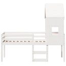 vidaXL fehér tömör fenyőfa magasított ágy tetővel 80 x 200 cm